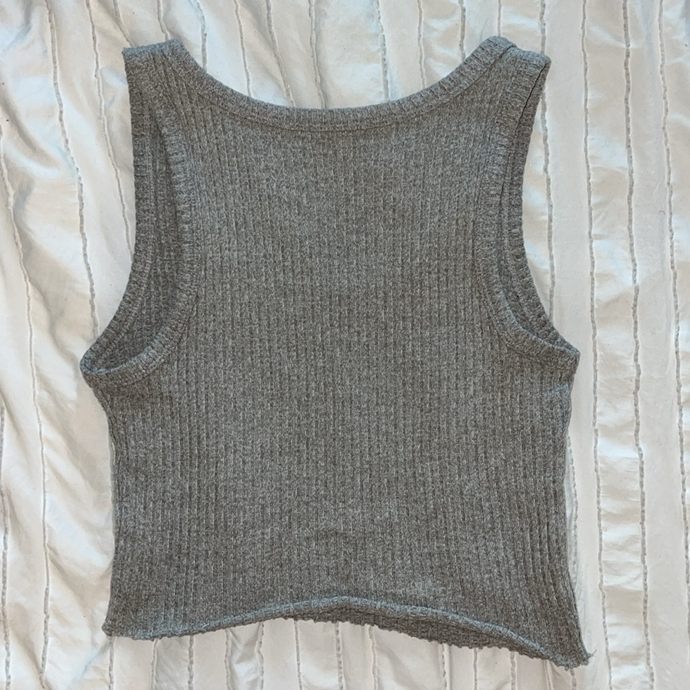 AMERICAN EAGLE Grey Ribbed Racer Back Tank - Picture 2 of 2